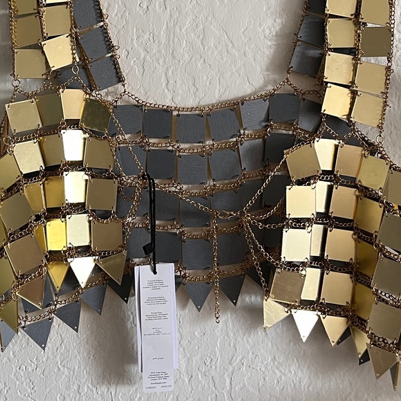 Gold square chain mail Nastygal tank top — perfect for festivals! New with tags - Picture 6 of 12